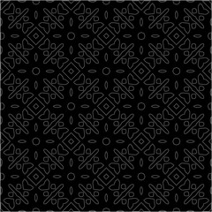 A repeat pattern of white dots on a black background. Simple texture for posters, sites, business cards, covers.