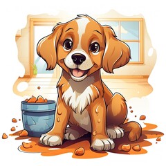 Cute Dog in cartoon style on a white background