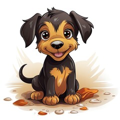 Cute Dog in cartoon style on a white background