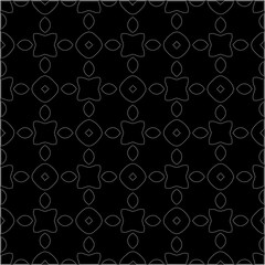 Wallpaper with figures from lines. Abstract geometric black and white pattern for web page, textures, card, poster, fabric, textile. Monochrome graphic repeating design. 