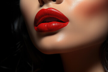 beauty woman applying lipstick, ai generated.
