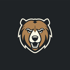 Bear head logo template vector icon illustration design isolated on black background.