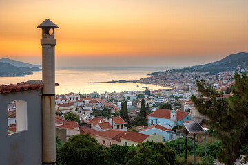 View of Vathi the capital of Samos island, Greece. - 650706861