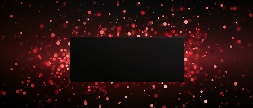 Black Friday web marketing Banner. Square rectangle picture frame with red neon color motion graphic on isolated black background with confetti. red light moving for overlay element. Generative ai