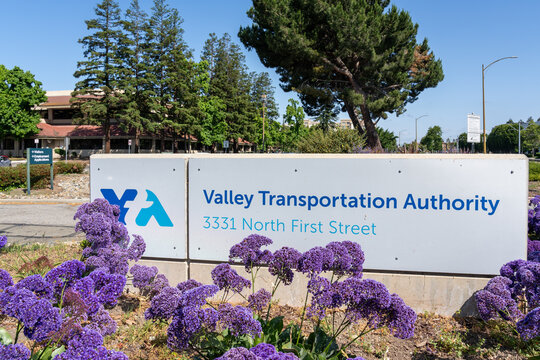 Santa Clara Valley Transportation Authority (VTA) headquarters in Silicon Valley, San Jose,  CA, USA - June 8, 2023. VTA is a transit operator in San Jose and Santa Clara County, California.
