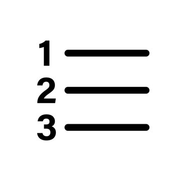 Number list icon vector, list icon line art vector isolated on white background.