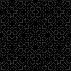 A repeat pattern of white dots on a black background. Simple texture for posters, sites, business cards, covers.