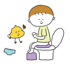 一人でトイレでうんちをする子ども2