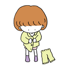 パジャマのボタンをかけ間違う子ども2