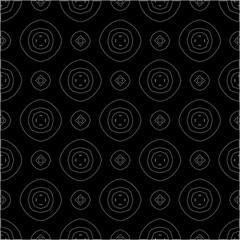 A repeat pattern of white dots on a black background. Simple texture for posters, sites, business cards, covers.
