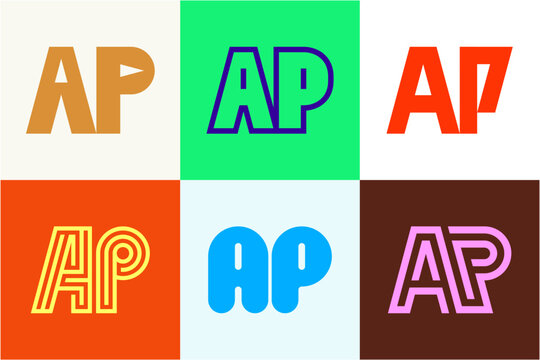 Set of letter AP logos. Abstract logos collection with letters. Geometrical abstract logos