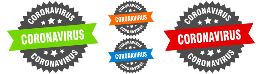 coronavirus sign. round ribbon label set. Seal