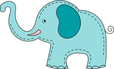 baby elephant in doodle style on a white background, vector