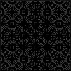 A repeat pattern of white dots on a black background. Simple texture for posters, sites, business cards, covers.