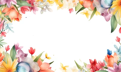 Tuinposter colourful ornament spring frame background, Generative Ai © Handz
