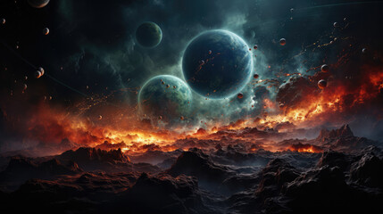 Fototapeta premium Breathtaking fantasy scene featuring a vibrant and ethereal nebula.
