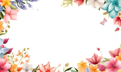 Fototapeta na wymiar colourful ornament spring frame background, Generative Ai