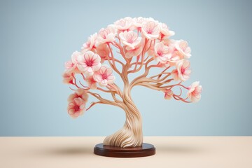 blooming tree model in form of human brain creativity concept - obrazy, fototapety, plakaty