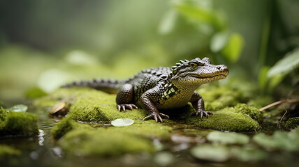 Obraz premium small crocodile in the swamp