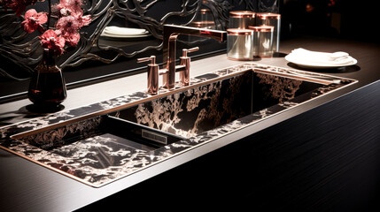 The image shows a high-end kitchen sink with a sleek design and modern features, making it a perfect addition to any kitchen.