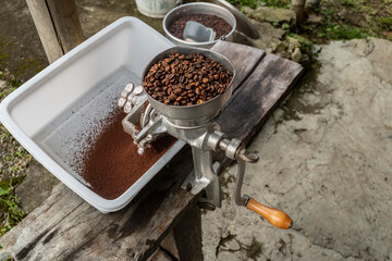 Coffee Grinding - Ground Coffee Beans