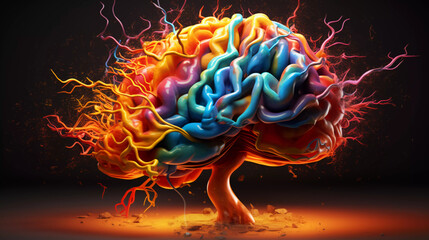 colorful brain explosion  - obrazy, fototapety, plakaty