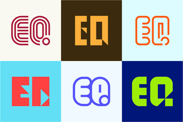 Set of letter EQ logos. Abstract logos collection with letters. Geometrical abstract logos