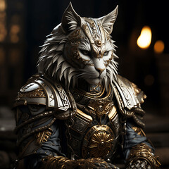 Cinematic Cat Knight Portrait Finely Detailed Armor