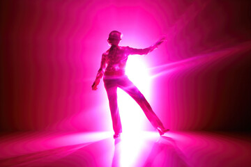 Fototapeta na wymiar Funky Pink Dance Silhouette