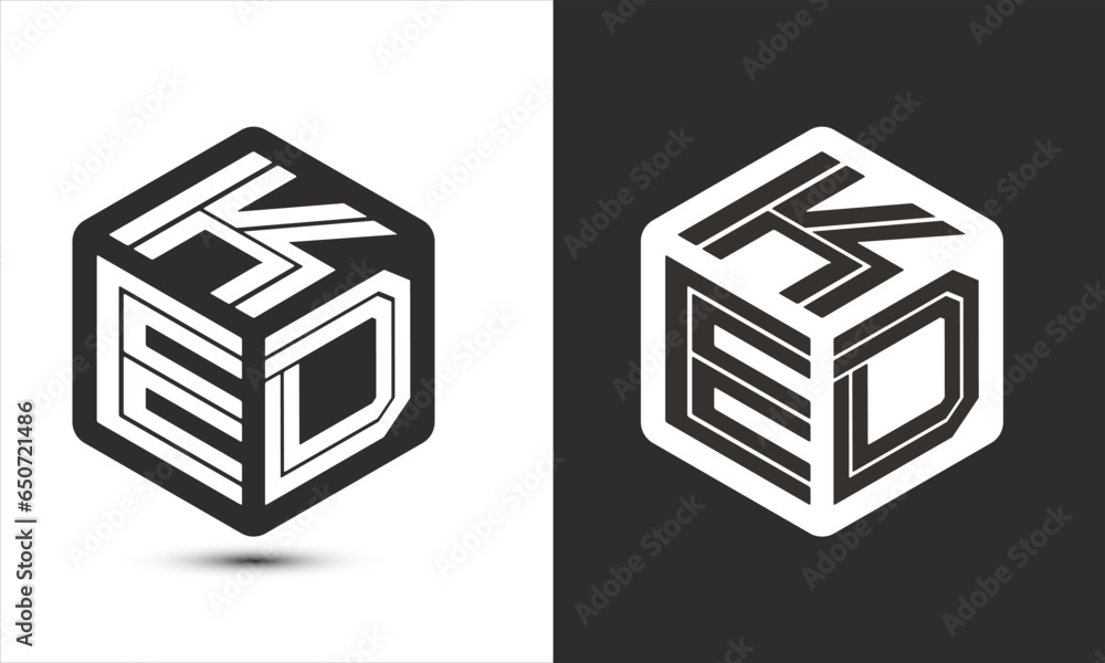 Wall mural KED letter logo design with illustrator cube logo, vector logo modern alphabet font overlap style. - Wall murals