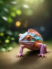 Fototapeta premium A cute Kawaii tiny hyper realistic chameleon