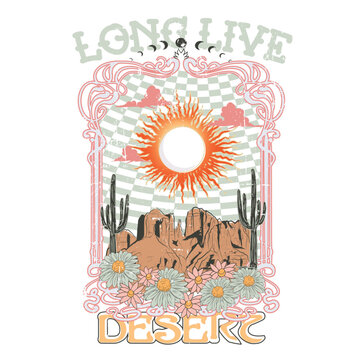 sunshine desert vector t-shirt prints, Western sublimation item, country yeeha howdy, retro western element