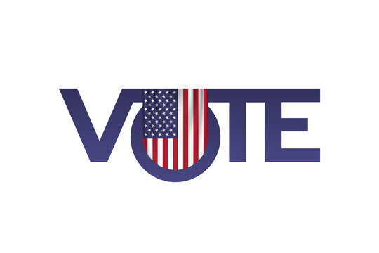 USA vote 2024 text design illustration with flag, USA president voting. Transparent background.