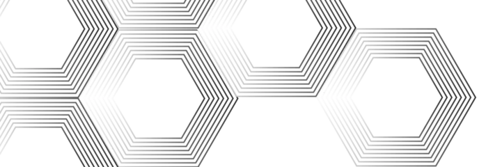 Fotobehang Modern gray hexagon lines pattern. Geometric stripe line art design. Technology futuristic concept. Vector illustration. Abstract gray glowing geometric lines on dark blue background. © Fannaan