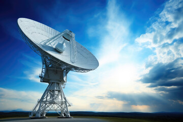 Enormous Communication Dish Against the Sky's Drama