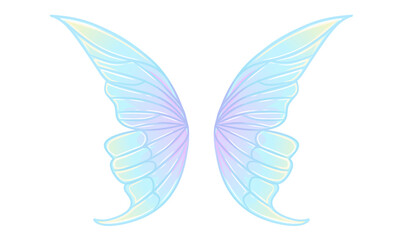Magic beautiful fairy wings cartoon style vector illustration isolated on white background