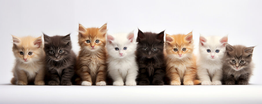 Kittens Of Different Breeds On White Background Made With Generative AI