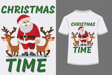 Christmas time, Christmas day, Typography t shirt design.