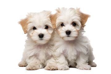 Cute small puppies on a white background studio shot PNG - obrazy, fototapety, plakaty