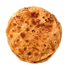 top view of indian food Tandoori Roti isolated on a transparent white background 