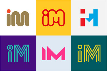 Set of letter IM logos. Abstract logos collection with letters. Geometrical abstract logos