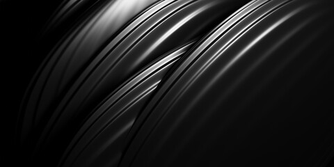 Abstract black metallic background. Black waves lines. Modern design element for banner, cover, wallpaper and background. 3D rendering.