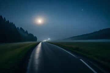 moon night in the highway