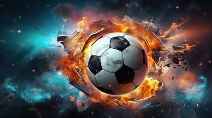 Naklejka premium soccer ball in fire