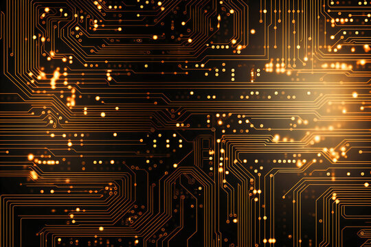 The printed circuit board of a modern computer. Motherboard for electronic systems and equipment.