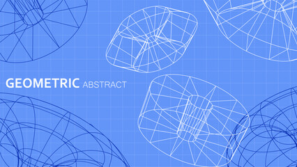 background shape geometric abstract blue line presentation design 3d wireframe effect. vector illustration graphic.