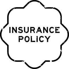 Grunge black insurance policy word rubber seal stamp on white background