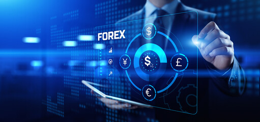 Forex currencies exchange stock market trading investment concept on screen.