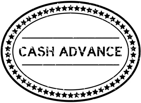 Grunge black cash advance word oval rubber seal stamp on white background