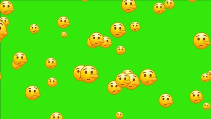 Liar emoji. Pinocchio emoticon with long nose, lying yellow face. Animated falling emojis. Social media icons symbol animation with green screen background.